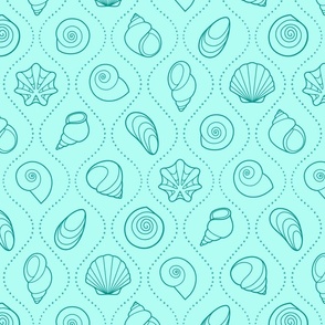 M - Wavy Shell Stripes – Aqua Sea Green – Soft Stripe Coastal Seaside Sea Shells 