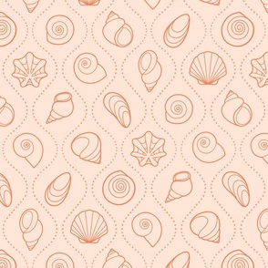 M - Wavy Shell Stripes – Coral Peach – Soft Stripe Coastal Seaside Sea Shells