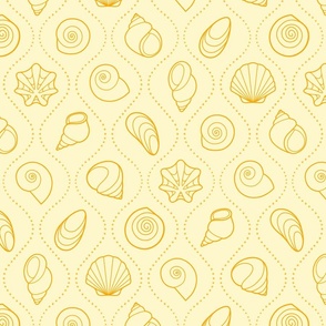 M - Wavy Shell Stripes – Yellow Sand – Soft Stripe Coastal Seaside Sea Shells