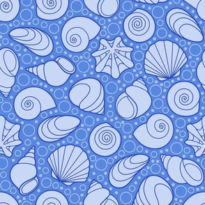 M - Sea Shells – Blue Ocean – Coastal Seaside Beach Vacation