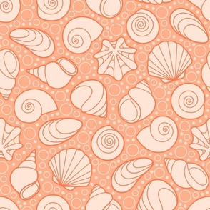 M - Sea Shells – Coral Peach – Coastal Seaside Beach Vacation