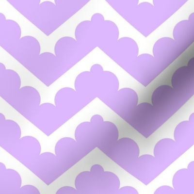 Soft zig zag, rounded zig zag in lilac and white, larger scale