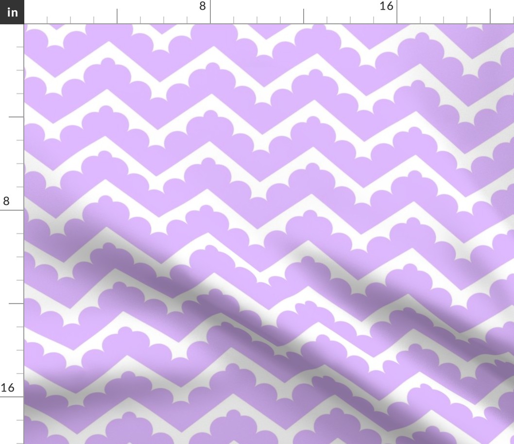 Soft zig zag, rounded zig zag in lilac and white, larger scale