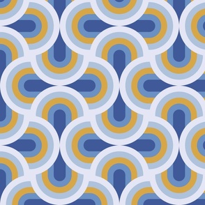 Ocean waves - blue and gold geometric coordinate