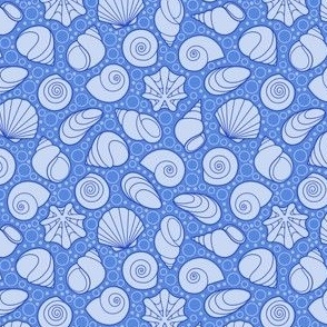 S - Sea Shells – Blue Ocean – Coastal Seaside Beach Vacation