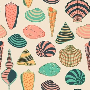 Sea Shell Collection - Retro - Pink + Turquoise + Orange