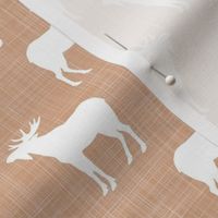 Smaller Moose Silhouettes on Earthy Sand Crosshatch