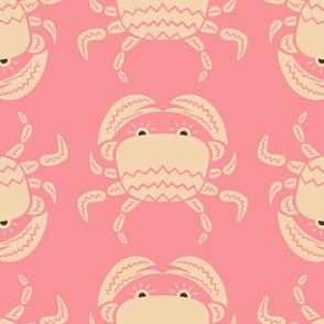 Beige-crab-with-zigzag-pattern-on-minimalist-vintage-soft-pink-dichromatic-maritime-XL-jumbo