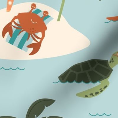 Beach Day with Friends: Crab, Turtle and Bird (large)