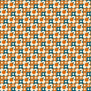Retro Blooms (Orange and Teal - small)