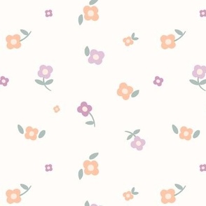Scattered meadow floral, faded pastels