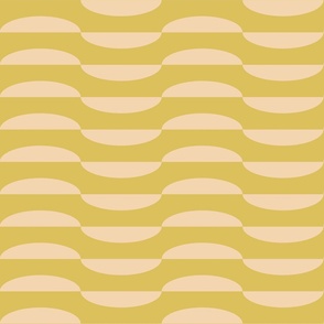 Geometric-vintage-beige-halved-alternating-ellipses-on-bright-yellow-orange-resembling-waves-XL-jumbo