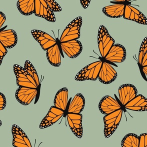 Monarch butterflies - sage - C24