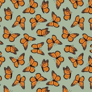 (1.5" scale) Monarch butterflies - sage - LAD24