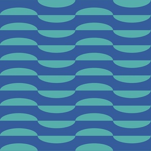 Geometric-vintage-sky-blue-halved-alternating-ellipses-on-ocean-blue-resembling-waves-XL-jumbo