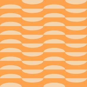 Geometric-vintage-beige-halved-alternating-ellipses-on-bright-yellow-orange-resembling-waves-XL-jumbo