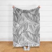 Palms in Grayscale Chevron, large