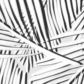Palms in Grayscale Chevron, large