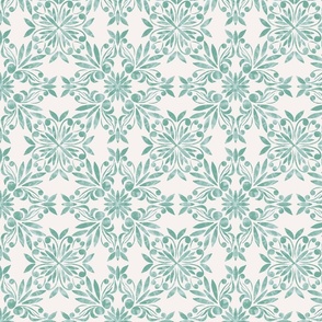Mama Mia - Greek Tiles inspired beach pattern - Small Scale - Mint 