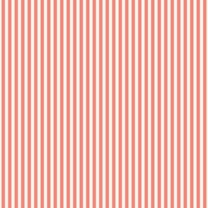 Tiny Classic Pinstripe Coral Pink and Ivory Vertical Stripes eigth of an inch 32 mm
