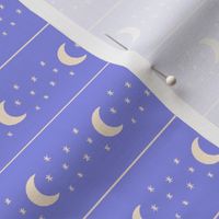 Celestial Crescent Moon and Stars Horizontal Stripe - Orchid Purple and Light Yellow - Small Scale - Cute and Cozy Witchy Aesthetic