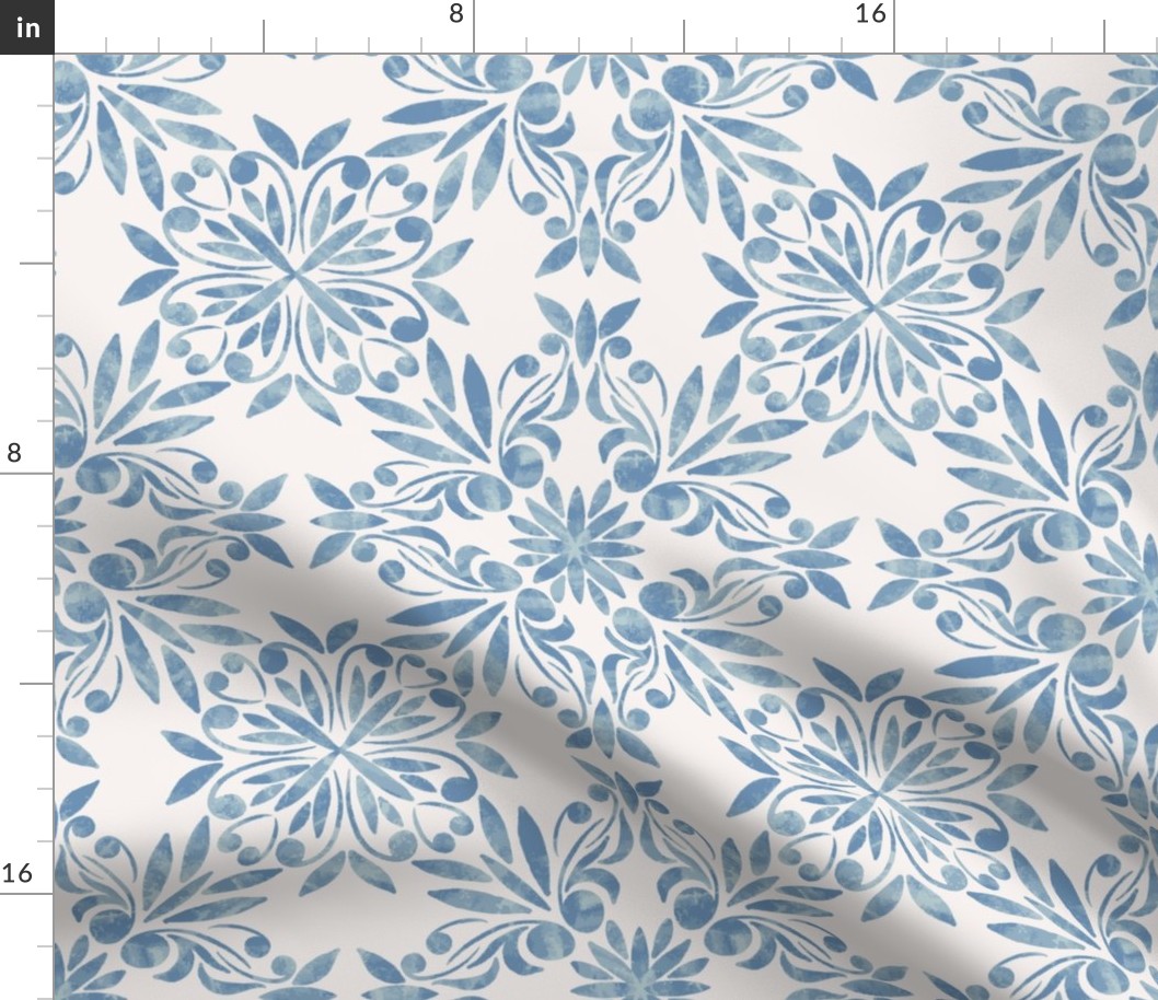 Mama Mia - Greek Tiles inspired beach pattern - Large Scale - Cerulean