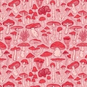  Deadly Mushrooms Red on Pink Micro