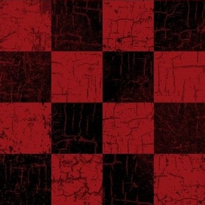 rustic checks black and red, distressed, grunge, 2 inch larger scale, checkers, checkerboard, christmas