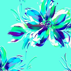 Tropicana Blue Lilies Teal