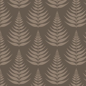 Fern leaves damask - taupe on taupe
