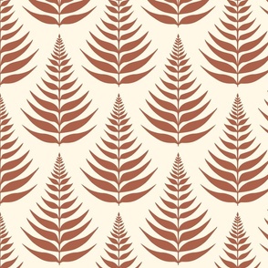 Fern leaves damask - Amaro rusty red
