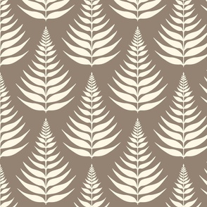 Fern leaves damask on taupe