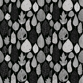 Autumn Leaves Black and White