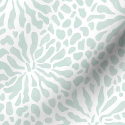 abstract boho garden small - sea glass green stylized flowers on white - floral coastal botanical wallpaper