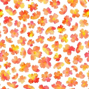 Watercolor Flowers in Soft Peach and Yellow
