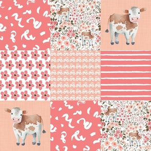 Blush Pink Farm Floral Cow 