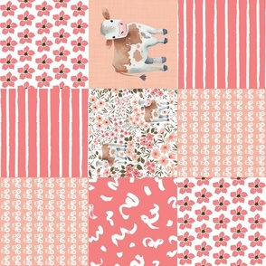 Blush Pink Cow Farm Floral - Rotated