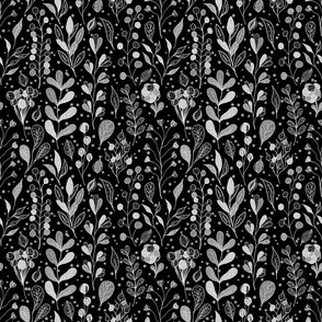 Handmade Floral Garden Black and White