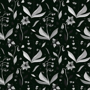 Hibrid Flowers Pattern Black and White