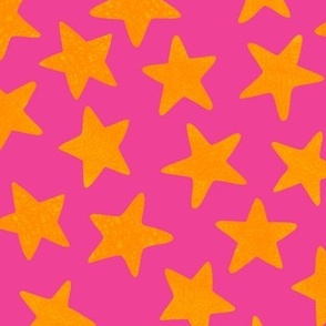 starfish stars - orange on hot pink, medium scale by Cecca Designs