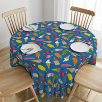 Icecream and lolly scatter on mid blue - large scale by Cecca Designs