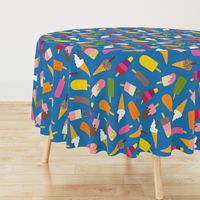 Icecream and lolly scatter on mid blue - large scale by Cecca Designs