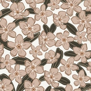 Small, Neutral Forget Me Not Floral, Beige and Green, Flowers