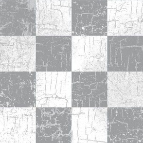 rustic checks gray white, distressed, grunge, 2 inch large scale, checkers, checkerboard, farmhouse