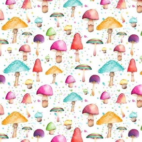 Rainbow Mushrooms//White - Large