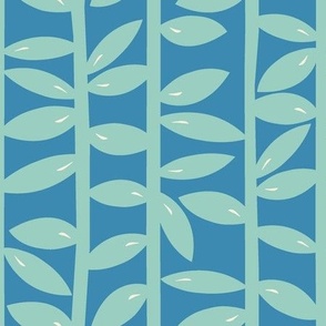 Leaves on Vines - Blue and Turquois
