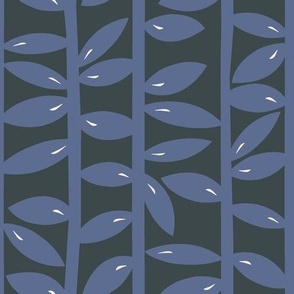Leaves on Vines - Moody - Blue Nova and Charcoal Grey