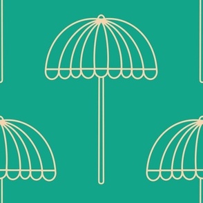 Dichromatic-vintage-beige-parasol-outlines-on-plain-vintage-turquoise-green-XL-jumbo