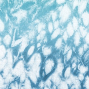 (L) Shibori dyed with the blues of the sea