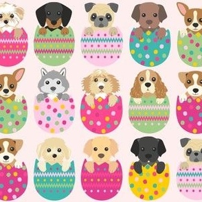 easter dogs brights on pink ground